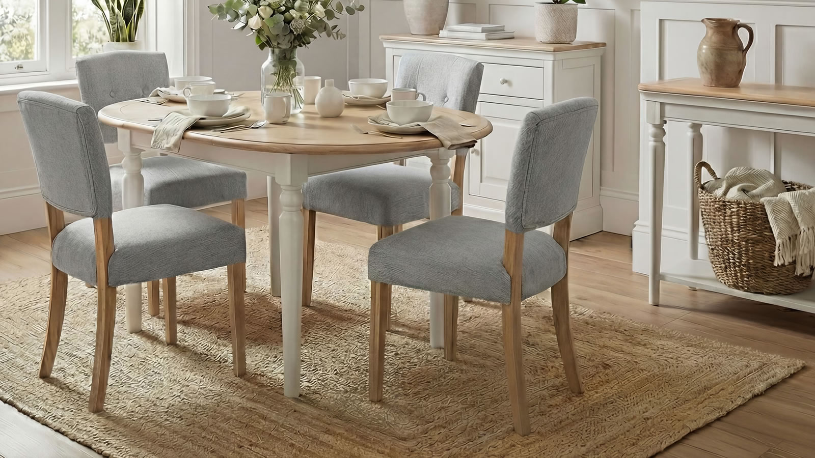 Signature Collection Leamington Oak Stone Dining Chair Lifestyle
